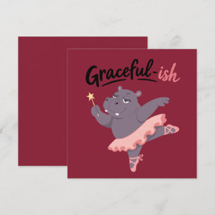 Graceful-ish Hippo Ballerina Thank You Card