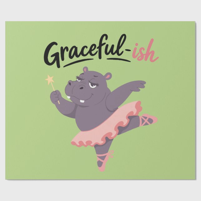 Graceful-ish Hippo Ballerina Wrapping Paper (Flat)