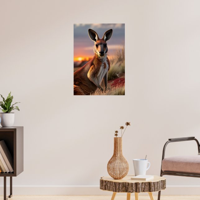 Graceful Kangaroo at Sunset Poster (Living Room 3)