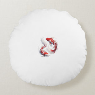 Graceful Koi Dance Round Cushion