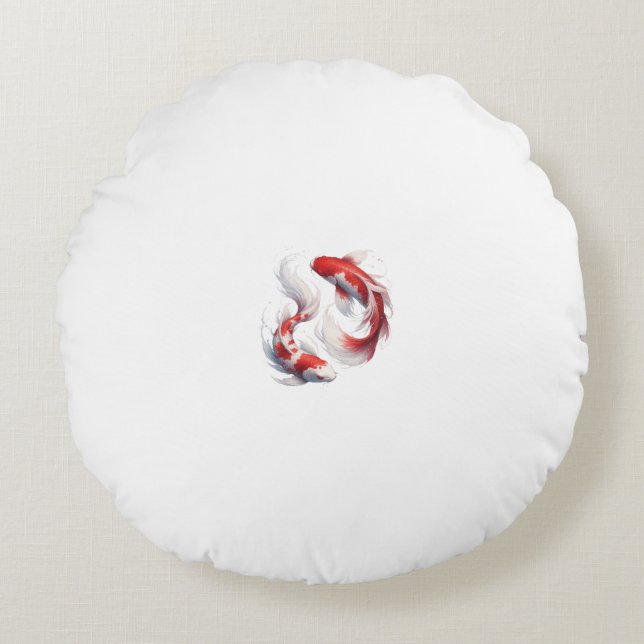 Graceful Koi Dance Round Cushion (Front)