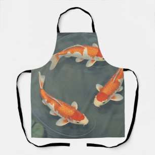 Graceful Koi Fish Pond Serenity Design Apron