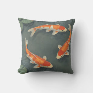 Graceful Koi Fish Pond Serenity Design Cushion