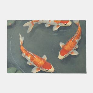 Graceful Koi Fish Pond Serenity Design Doormat