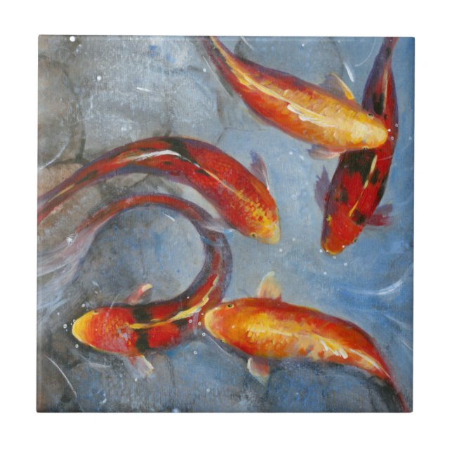 Graceful Koi I Ceramic Tile (Front)