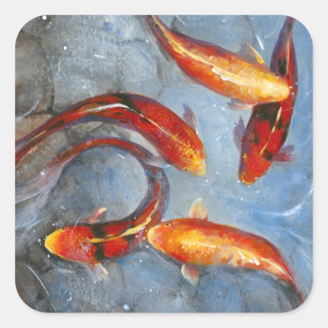 Graceful Koi I Square Sticker (Front)