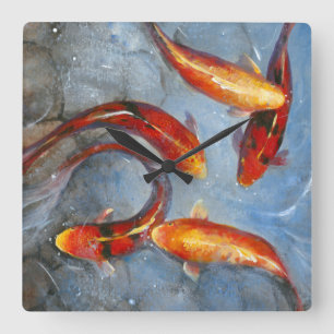 Graceful Koi I Square Wall Clock
