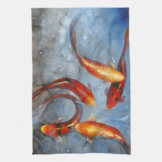 Graceful Koi I Tea Towel (Vertical)