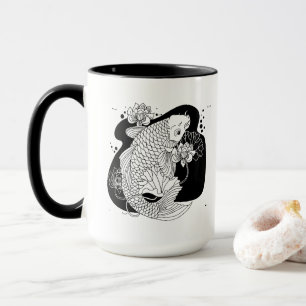 Graceful Koi & Lotus Mug – Zen Minimalist Art