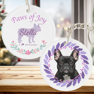 Graceful Lavender French Bulldog   Personalized Key Ring
