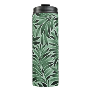 Graceful Leaves Jade And Marine Green Shades Thermal Tumbler