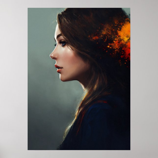 "Graceful Left Pose of a Lady Exuding Elegance and Poster (Front)