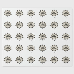 Graceful Lotus – Ink Brush Flower on  Wrapping Paper