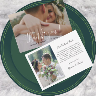 Graceful Love Heart Wedding Photo Chic Script Thank You Card