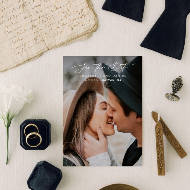 Graceful Modern Calligraphy Full Photo Save The Date (Creator Uploaded)