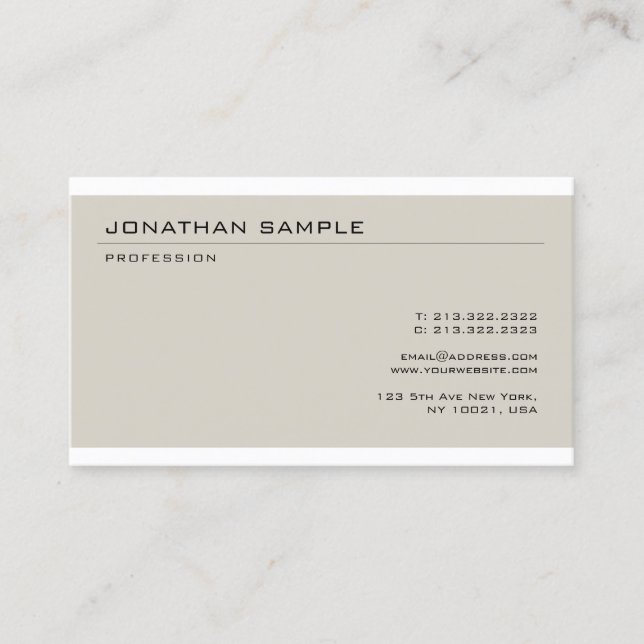 Graceful Modern Elegant Sleek Unique Plain Chic Business Card (Front)