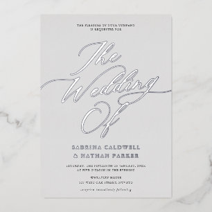Graceful Modern Script Wedding Grey Silver