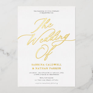Graceful Modern Script Wedding White Gold