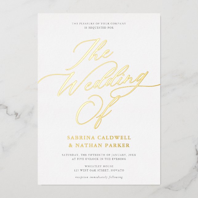 Graceful Modern Script Wedding White Gold (Front)