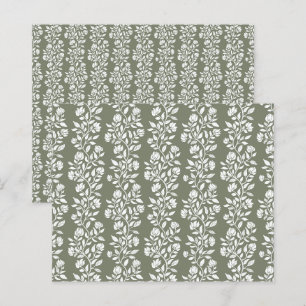 Graceful Moss Green Floral Pattern Scrapbook Paper