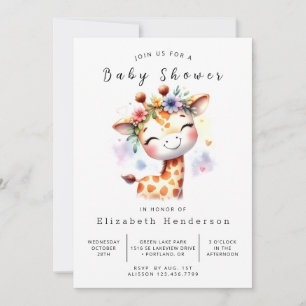 Graceful Online Giraffe Baby Shower Invitation