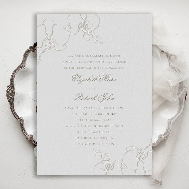 Graceful Orchids Ivory Formal Traditional Wedding Invitation (orchids wedding invitation formal traditional modern classic elegant classy ivory flowers floral)