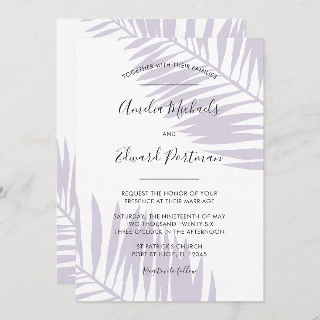 Graceful Palms Wedding Invitation (Front/Back)