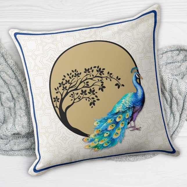 Graceful Peacock Decorative Throw Pillow (Creator Uploaded)