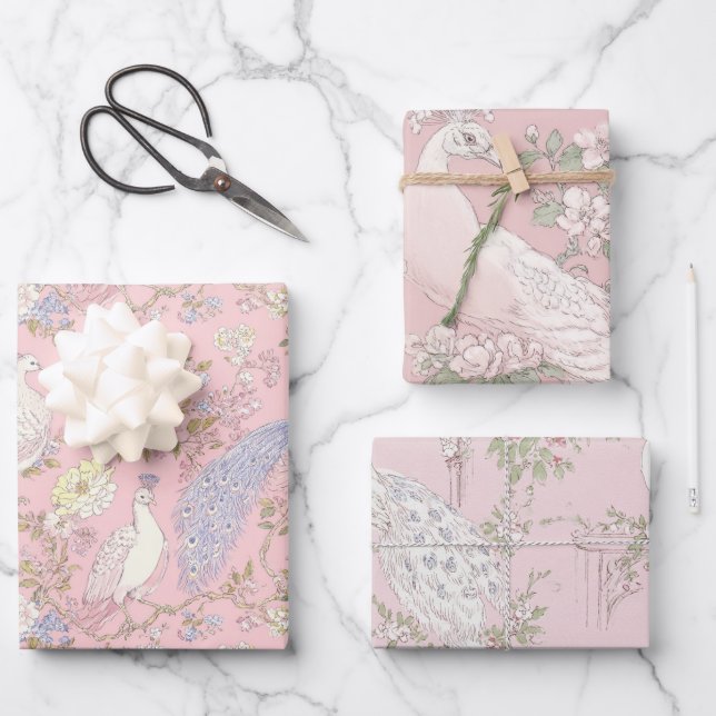 Graceful Peacock ornament Wrapping Paper Sheet (Front)