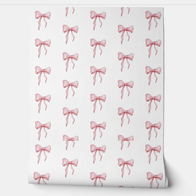 Graceful Pink Ribbon Pattern Wallpaper (Unrolling)