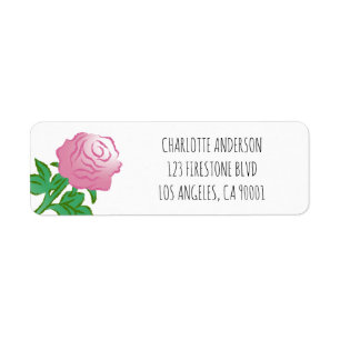 Graceful Pink Rose Return Address Label