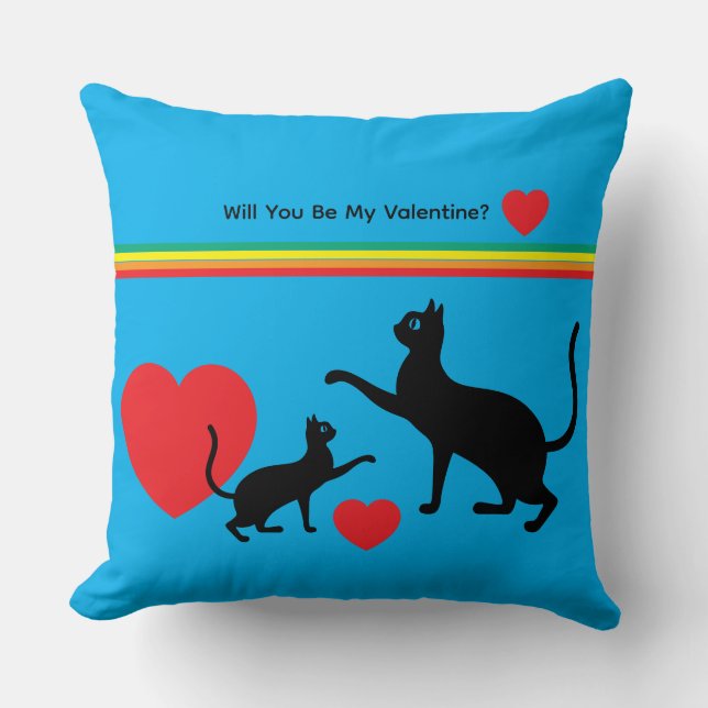 Graceful Pride Felines Valentine Throw Pillow (Front)
