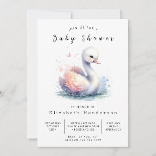 Graceful Printable Swan Baby Shower Invitation