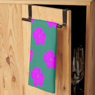 Graceful Purple Hibiscus Green Tea Towel