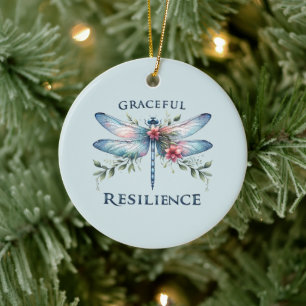 Graceful Resilience - Artistic Dragonfly Ceramic Ornament
