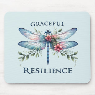 Graceful Resilience - Artistic Dragonfly Mouse Pad