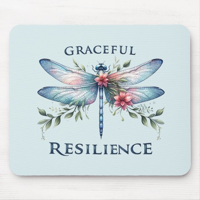 Graceful Resilience - Artistic Dragonfly Mouse Pad (Front)