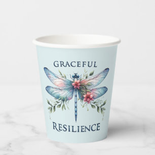 Graceful Resilience - Artistic Dragonfly Paper Cups