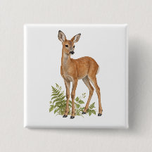 Graceful Roe Deer with Green Ferns and Leaves