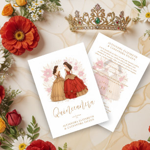 Graceful Romantic Spanish Quinceañera Twins  Invitation