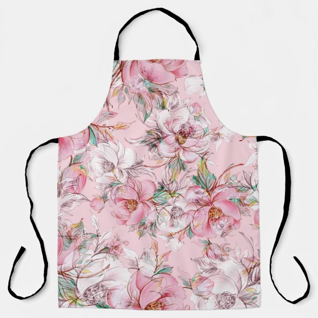 Graceful roses: buds seamless pattern apron (Front)