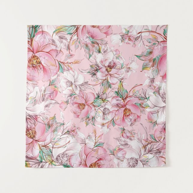 Graceful roses: buds seamless pattern tapestry (Front)