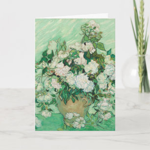 Graceful Roses in a Vase by Vincent van Gogh Card