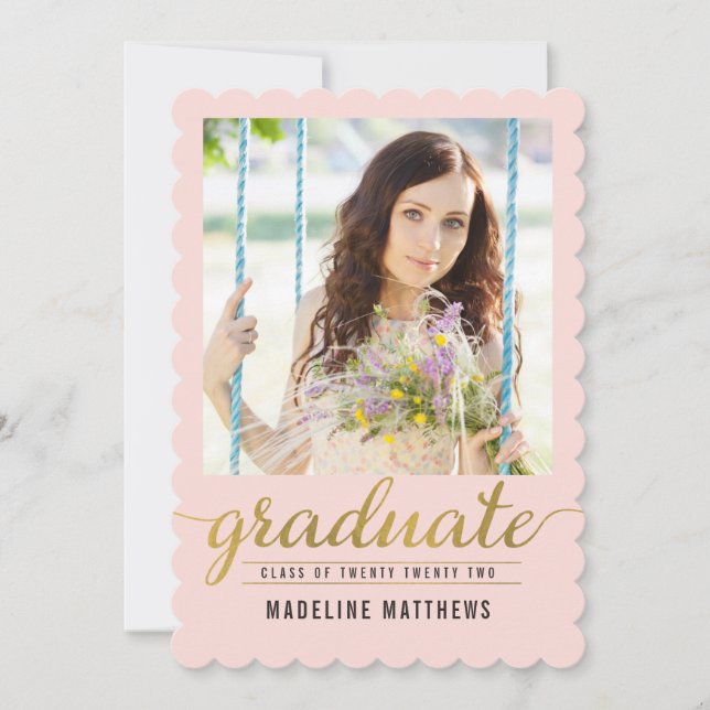 Graceful Script EDITABLE COLOR Graduation Card (Front)