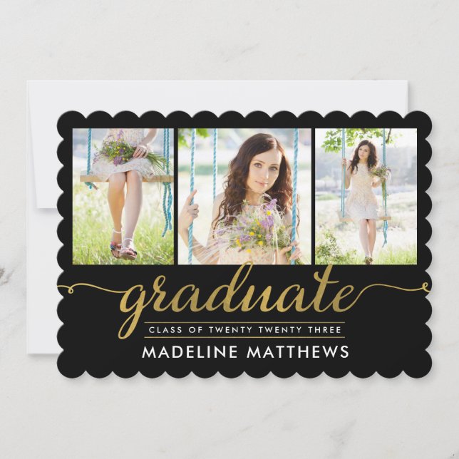 Graceful Script Editable Colour Graduation Invite (Front)