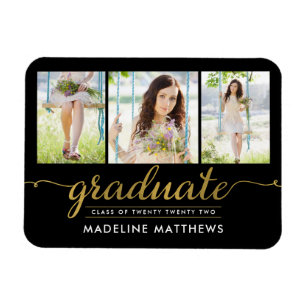 Graceful Script Graduation Announcement Magnet