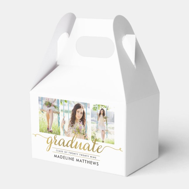 Graceful Script Graduation Party Favour Box (Front Side)