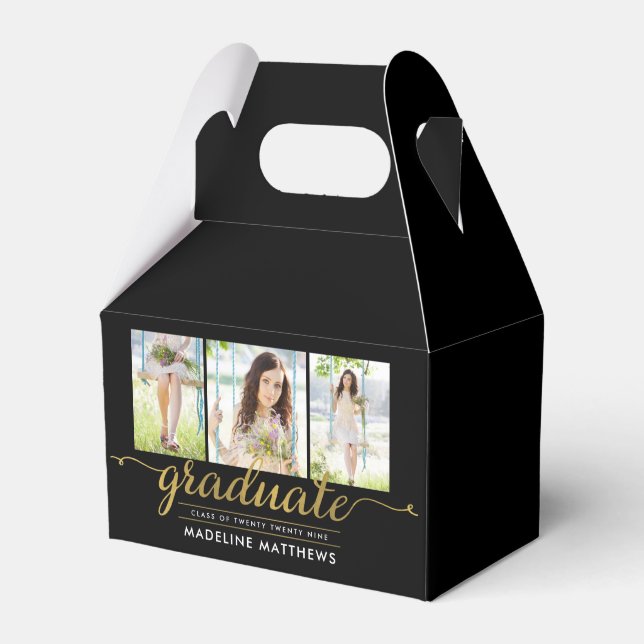 Graceful Script Graduation Party Favour Box (Front Side)