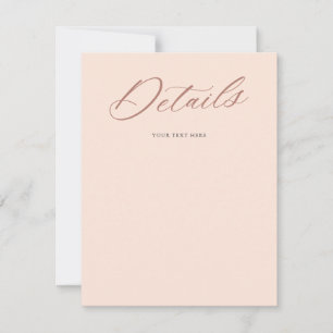 Graceful Script Wedding Blush Details Enclosure  RSVP Card