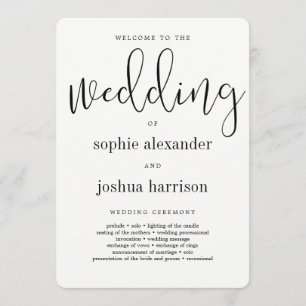 Graceful Script Wedding Ceremony Program Black